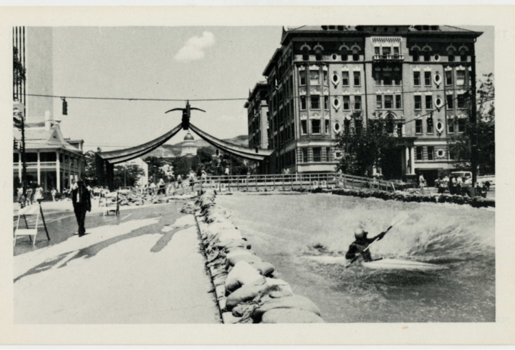 kayaking down State St, 1983